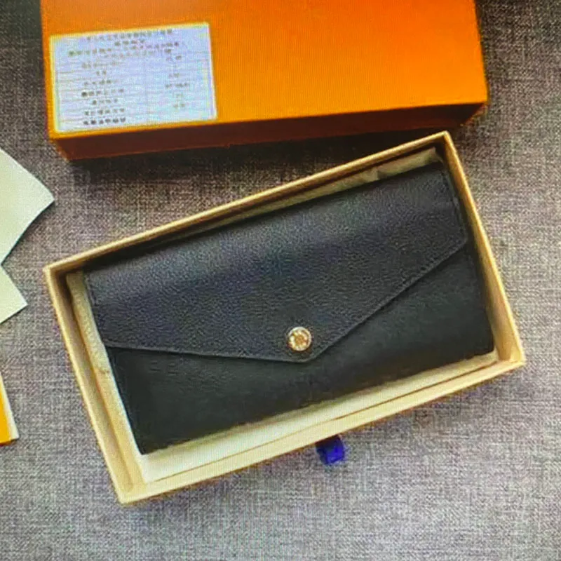 M61182 Empreinte lederen SARAH PORTEMONNEE Vrouwen reliëf envelopstijl Lange portemonnee Kaarthouder Case Iconische L Flower Portefeuilles Clutch Portemonnees 61182