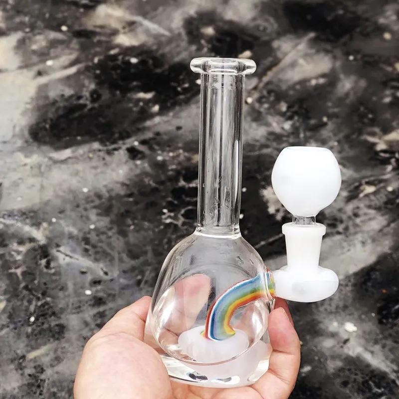 Mini berauschende Glas-Dab-Rig-Shisha, coole 6-Zoll-Wasserpfeifenbong, einzigartiger weißer Bubbler zum Verkauf