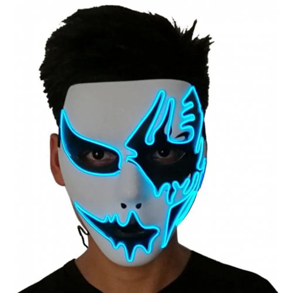 Halloween Party Costume Cosplay Props LED Rave Face Mask blinkar Ljus upp El Mask, Unisex och Lämplig för människor i alla åldrar