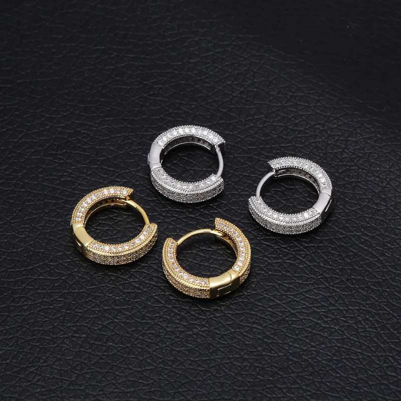 2019 New Big CZ Diamond Earring Jewelry Silver Gold Plated Stud Earring Women Män örhängen Cross Copper213y