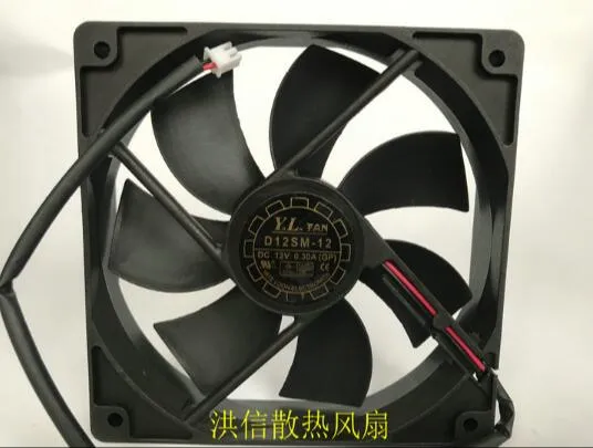 Original 12025 D12SM-12 DC12V 0.30A 12CM two-wire silent fan