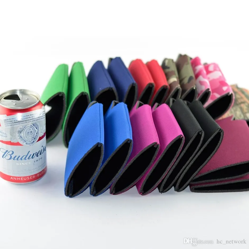 DHL Beer Can Coolers Sleeves Can Sleeves para latas padrão em branco Poly Foam Beer Isolador Coolers muitas cores