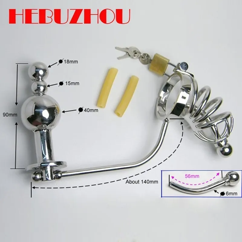 male chastity with anal plug Penis Cage Anal Plug Combo Chastity Cage Lock for Men Male Restraint Device  Toy main image 1