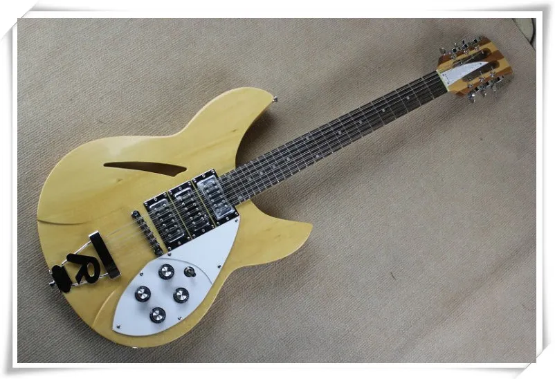 White Pickguard 12 Strings Semi-Hollow Original Body 3 Pickups Electric Guitar with Rosewood Fingerboard,can be customized