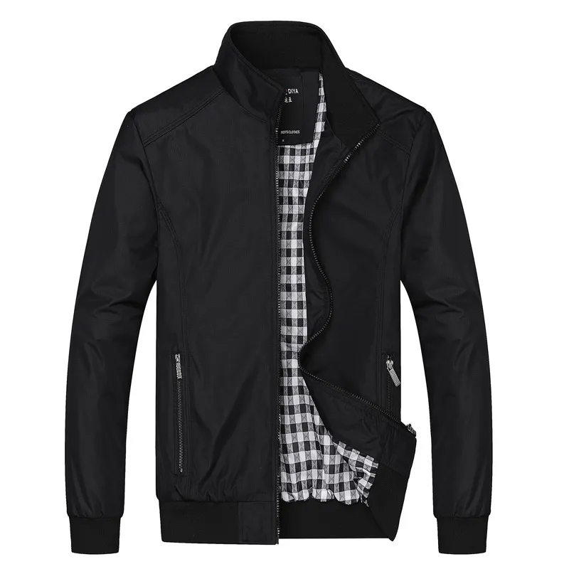 Män Ståkrage Bomberjacka Lättvikt Vår Höst Zip-up Flight Pilot Wind Breaker Plus Size M-8XL Jacka