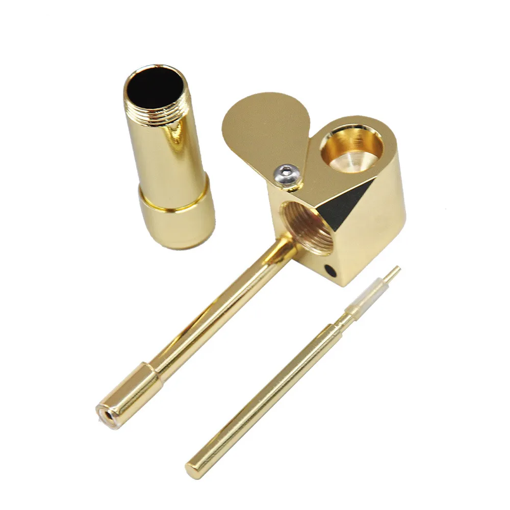 工芸品 Gold pocket pipe 工芸品 Gold pocket pipe Metal Smoke Pipes: Portable Golden