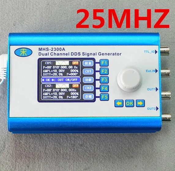 Freeshipping 25MHZ MHS2300A Seno / Cuadrado / Triángulo Serie DDS Generador de señal CNC Forma de onda arbitraria de doble canal