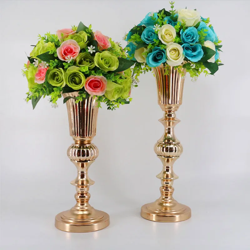 50cm / 20 '' gouden tafelblad vaas metalen bloem vaas tafel centerpiece ornamenten bloemen vazen ​​bruiloft decoratie rekwisieten