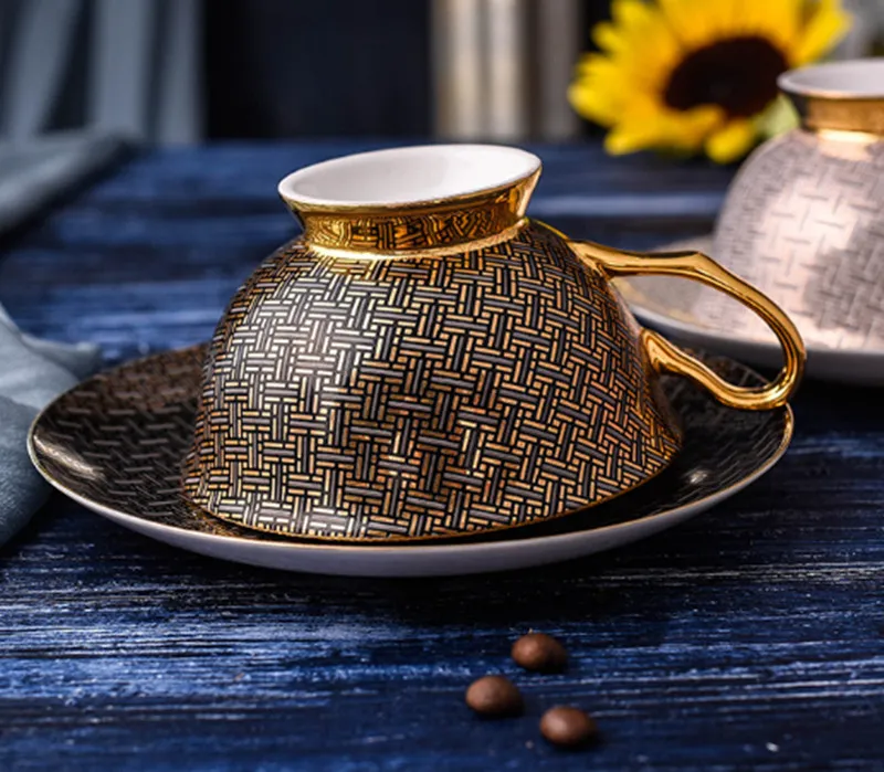 Vintage Porcelain Coffee Cup Set With Saucer And Spoon