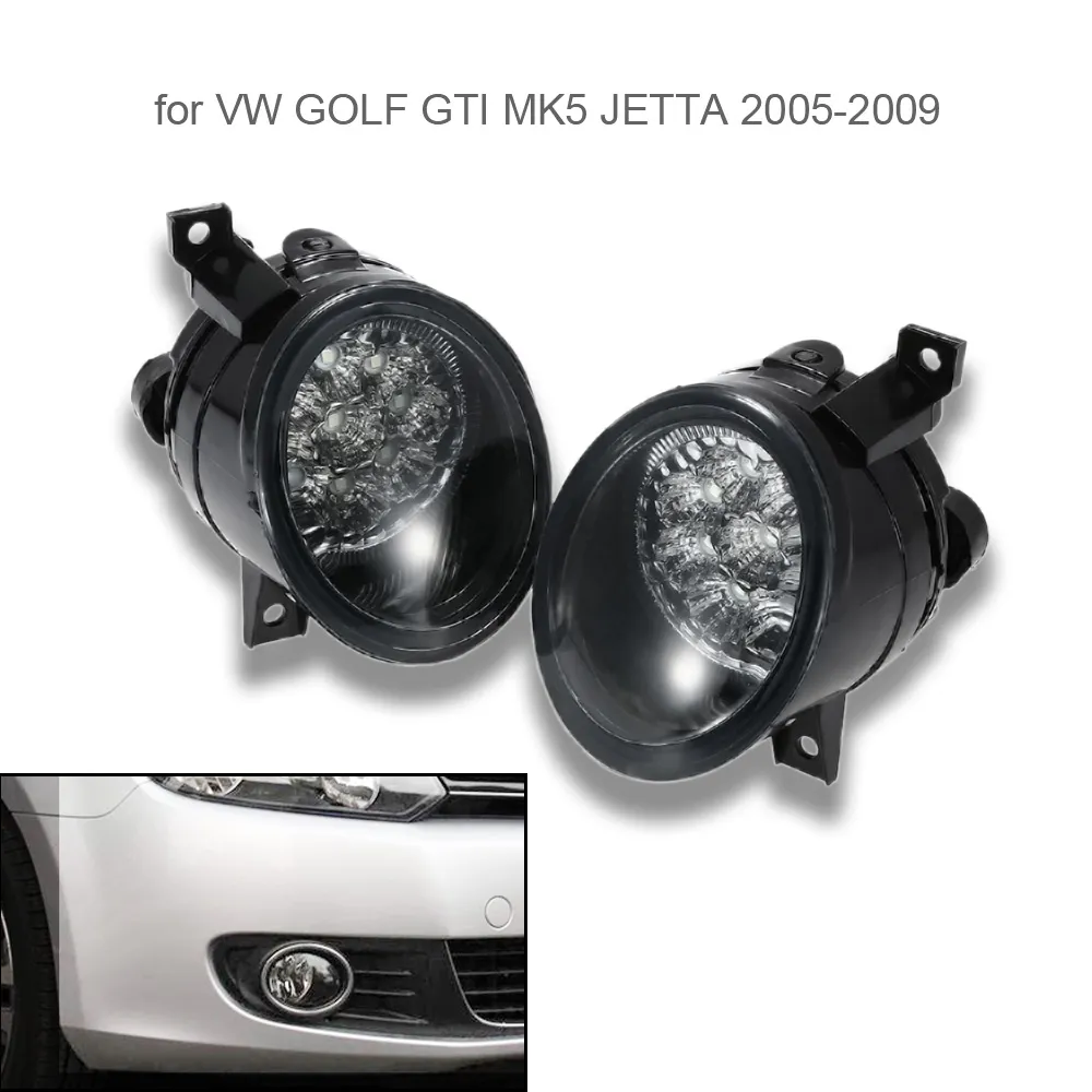 Freeshipping Par de 9 DIODO EMISSOR de Luz de Nevoeiro Branco Brilhante Lâmpada Esquerda Direita para VW GOLF GTI MK5 JETTA 2005-2009