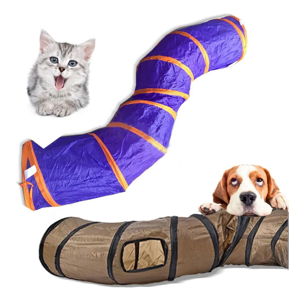 "S" Rolig Pet Tunnel Cat Spela Tunnel Brown Fällbara 1 Hål Kattunge Katt Toy Bulk Cat Leksaker Kanin