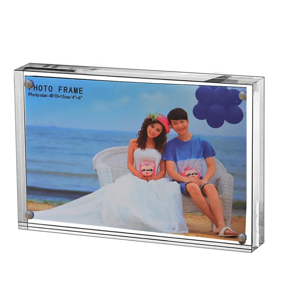 Clear Acrylic Photo Perspex Picture Holders Table Standing Double Side Displays 2
