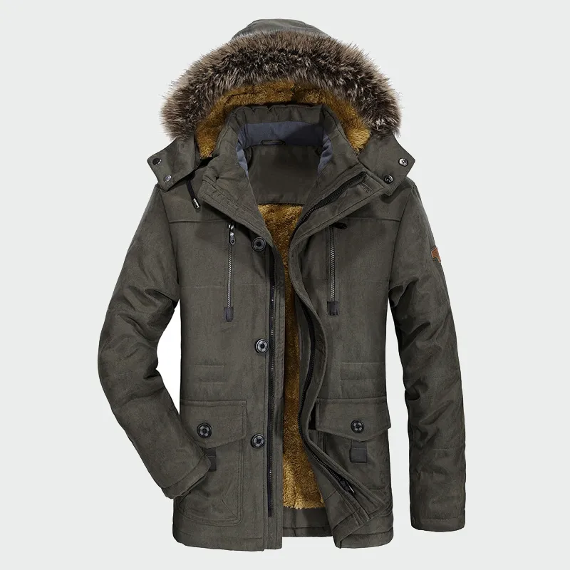 Wintermäntel Neue Jacke Männer plus Samt verdickende warme windprobische Jacken Herren lässiger Kapuze -Mantel Kleidung 6xl Ml036