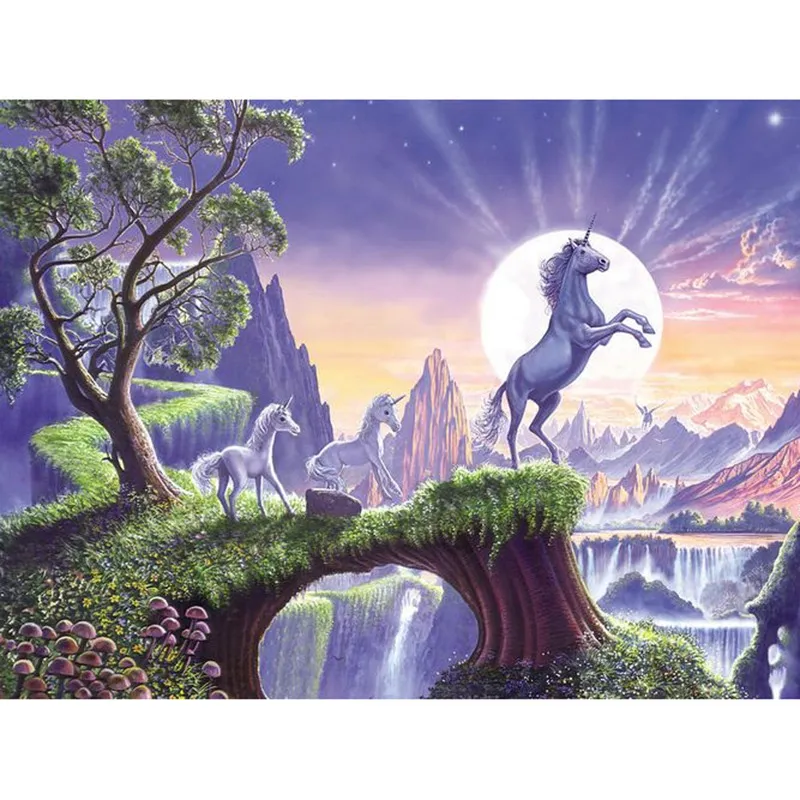 Painter Dream: DIY Oil Painting By Numbers Horse theme 1/3 50*40CM/20*16Inch On Canvas Mural For Home Decoration [Unframed]