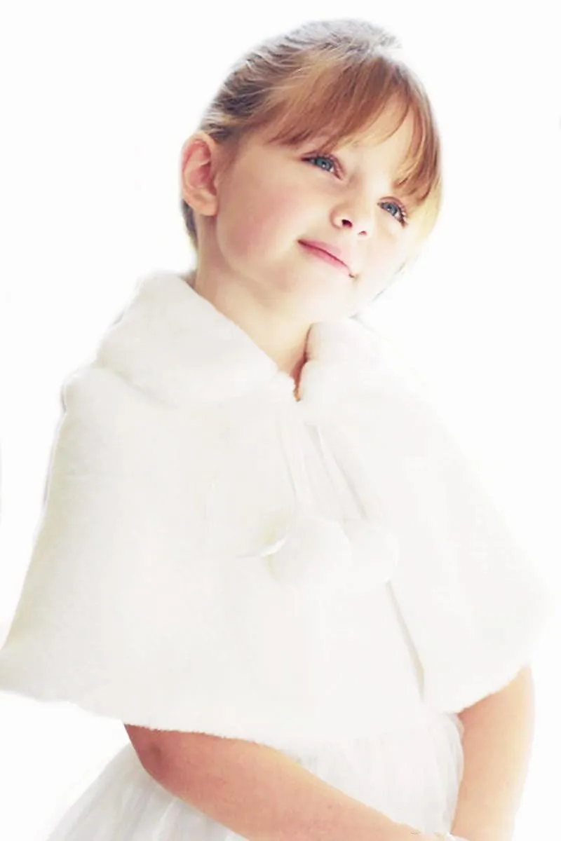 Girls Faux Fur Collar Winter Cloak with Turn Down Flower Collar White Ivory Short  Cape Wrap from Dhgate Girls Capes and Jackets - price 35.5, image size:800x1200