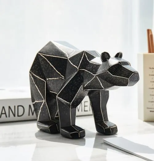 Adornos de oso geométricos de resina simples de estilo nórdico, decoración creativa para mostrador de tienda, mueble de TV, decoración para sala de estar y habitación