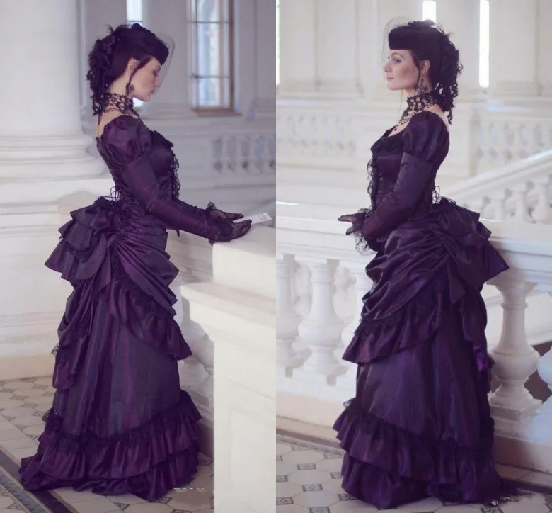 fitted lace wedding dress Gothic Purple and Black Strapless Wedding Dress CONSTANCE  ieie