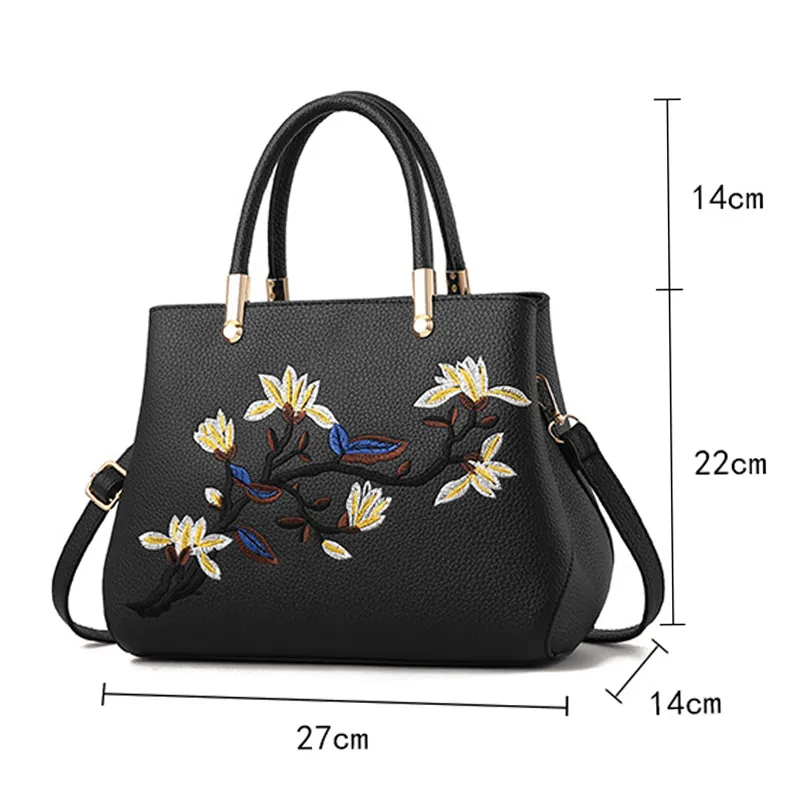 HBP Women Handbags Purses PU Leather Totes Bag Top-handle Embroidery CrossbodyBag Shoulder Bags Lady HandBag Sky Blue