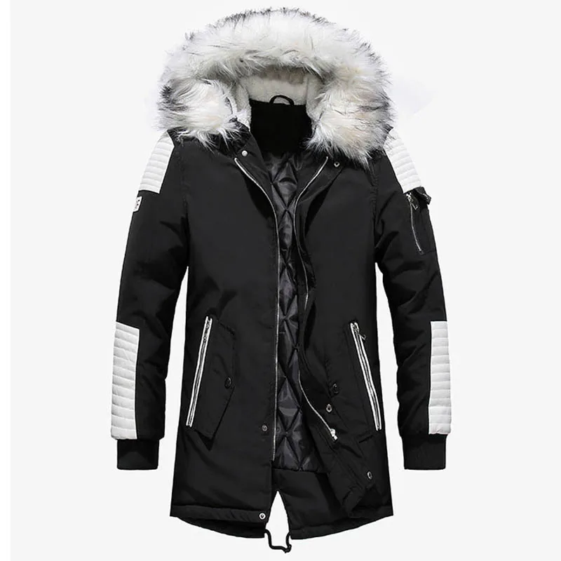 Marke Neue Winter Jacke Männer Verdicken Warme Parkas Beiläufige Lange Outwear Mit Kapuze Kragen Jacken und Mäntel Männer veste homme Großhandel