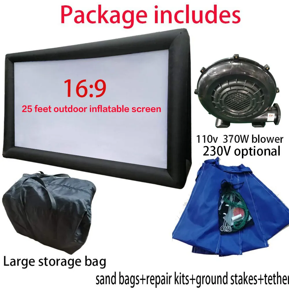 25 Fuß aufblasbarer Filmbildschirm Outdoor -Projektor Bildschirm Mega Airbrown Theatre Bildschirm enthält Luftgebläse Tiedowns und Storage 6053299937