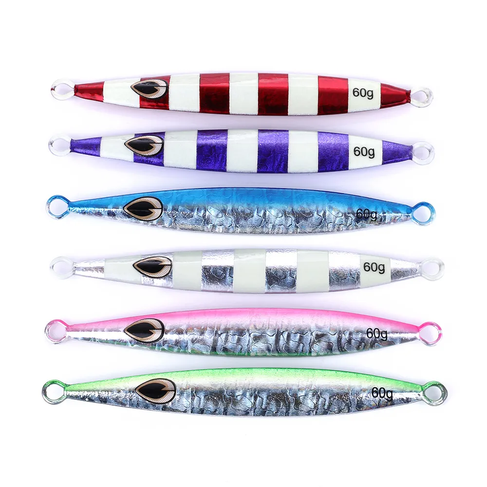 HENGJIA 6colors 12.3cm 60g Double-Sided Rainbow Colors Metal lead fishing Bait Stainless Artificial fishing Tackle Wobbler Hard lure