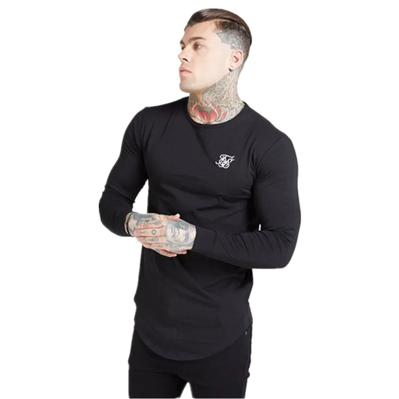 سيك الحرير تي شيرت الرجال siksilk كم طويل تي شيرت الرجال الخريف سوياتشيرتس الهيب هوب الشارع الشهير سيك شيرت الحرير البلوز