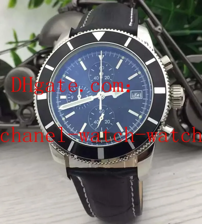 3 couleurs Superocean Heritage II Chrono Auto 46mm Montre chronographe à quartz pour hommes A1331233 Bracelets en cuir Montres de sport pour hommes