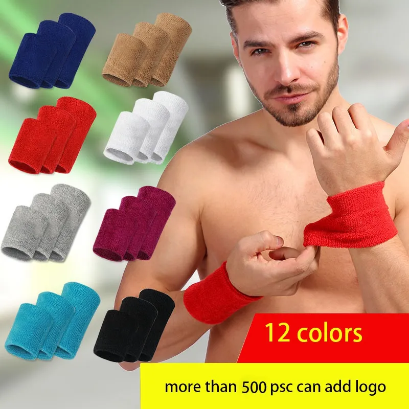 Dostosowany Bawełniany Pot Wrist Band Wrist Maszyny sprzęt sportowy Terry Cloth Support Ochronne opaski do piłki nożnej koszykówki fitness siłownia joga