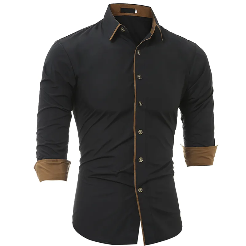 2019 Högkvalitativ New Mäns Spring Casual Formell Slim Button-Down Långärmad Fashion Slim Dress Shirts Plus Storlek 3XL