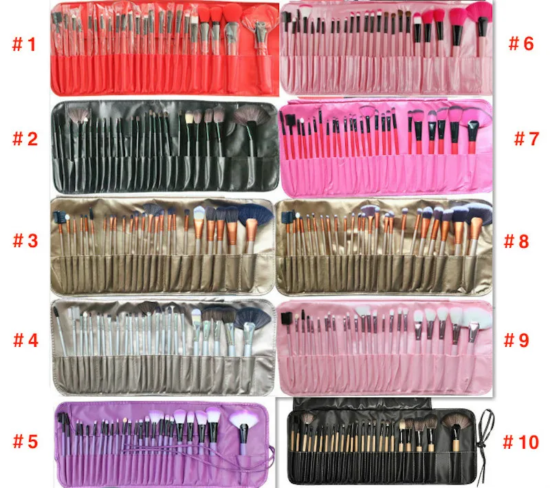 24pcs / Set 10 цветов Профессиональные кисти для макияжа Портативный Полный Cosmetic Макияж кисти фонд кисти Инструмент Eyeshadow губ с мешком DHL