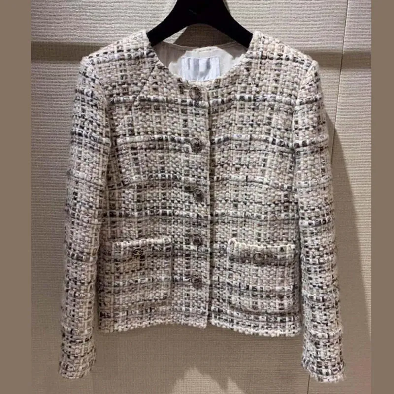 2019 incrível casaco de inverno feminino elegante tweed jaqueta mais tamanho casaco feminino 5xl 6xl casacas para mujer lã chaqueta mujer