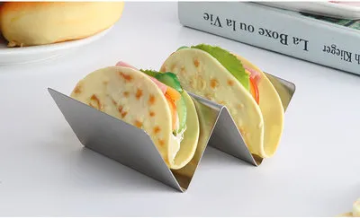 Support à Tacos En Acier Inoxydable – Plateau 2-en-1 Pour 2 Tacos, Parfait Pour Cuisson Et Service, Robuste Et Facile à Nettoyer