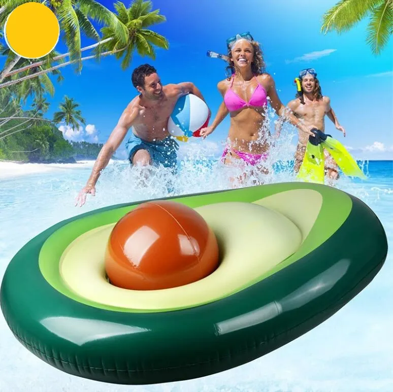 Fruktform Uppblåsbara madrass Badringar Sommar Vatten Sport Toy Giant Avokado Floats Floating Swim Pool Lounger Chair Partihandel