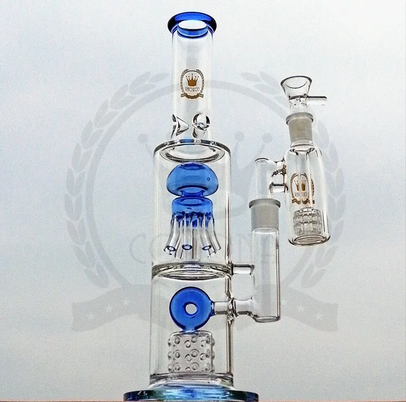 Glasrecycler Hookah Dab Rigs Bongs Waterpijpen met Pinholes Perc Purple Pink Color