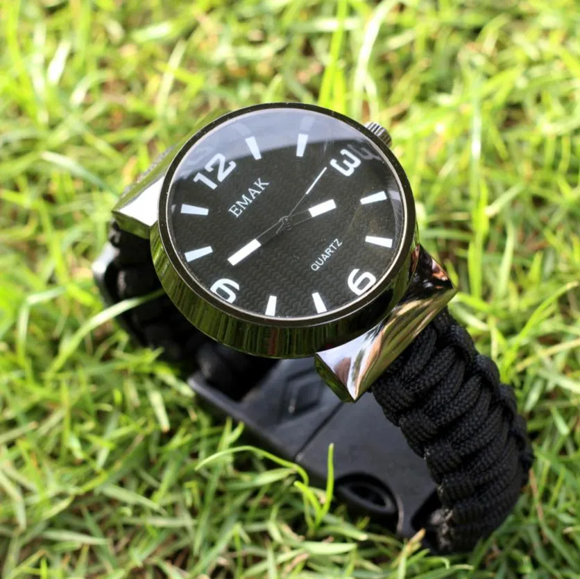 Bússola multifunções ao ar livre Flint survival watch Montanha camping relógio salva-vidas