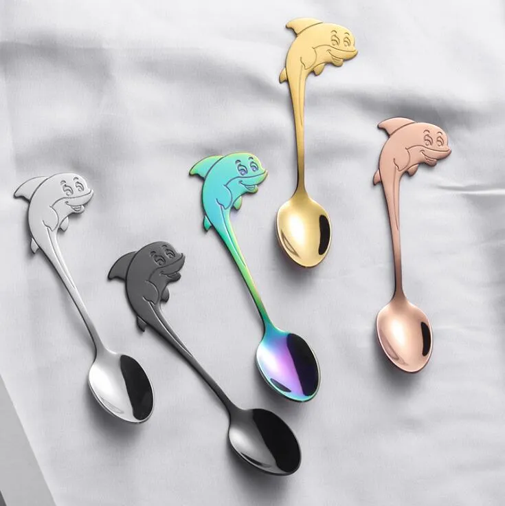 Cute Dolphin Soup Spoon Promotion 304 Stainless Steel Dolphin Stirring