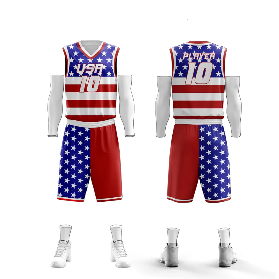 Hot Design Printed Colorful Healthy High School Basketball Uniform Mens