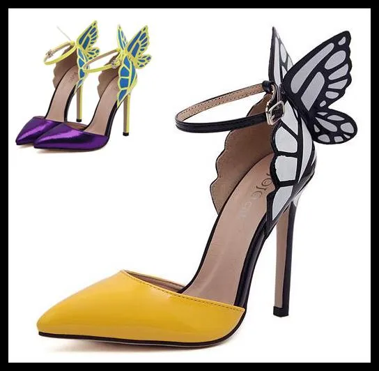 Yellow Point Toe With Butterfly High Heeled Pumps -SheIn(Sheinside) | Pumps  heels, Pumps heels stilettos, Butterfly heels