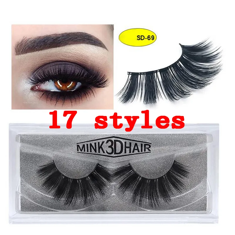 3D Mink Eyelashes Eye Makeup Mink False Wimpers Zachte Natuurlijke Dikke 3D Eye Washes Extension Beauty Tools 17 Styles DHL