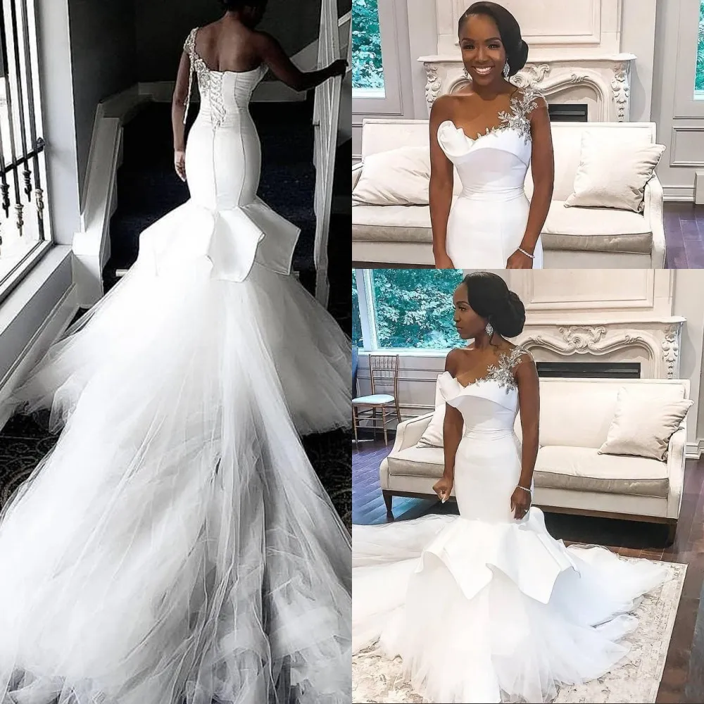 One Shoulder Mermaid Wedding Dresses, 2020 Bridal Gowns, Simple Wedding Dresses One Shoulder Mermaid Wedding Dresses, 2020 Bridal Gowns, Simple Wedding Dresses