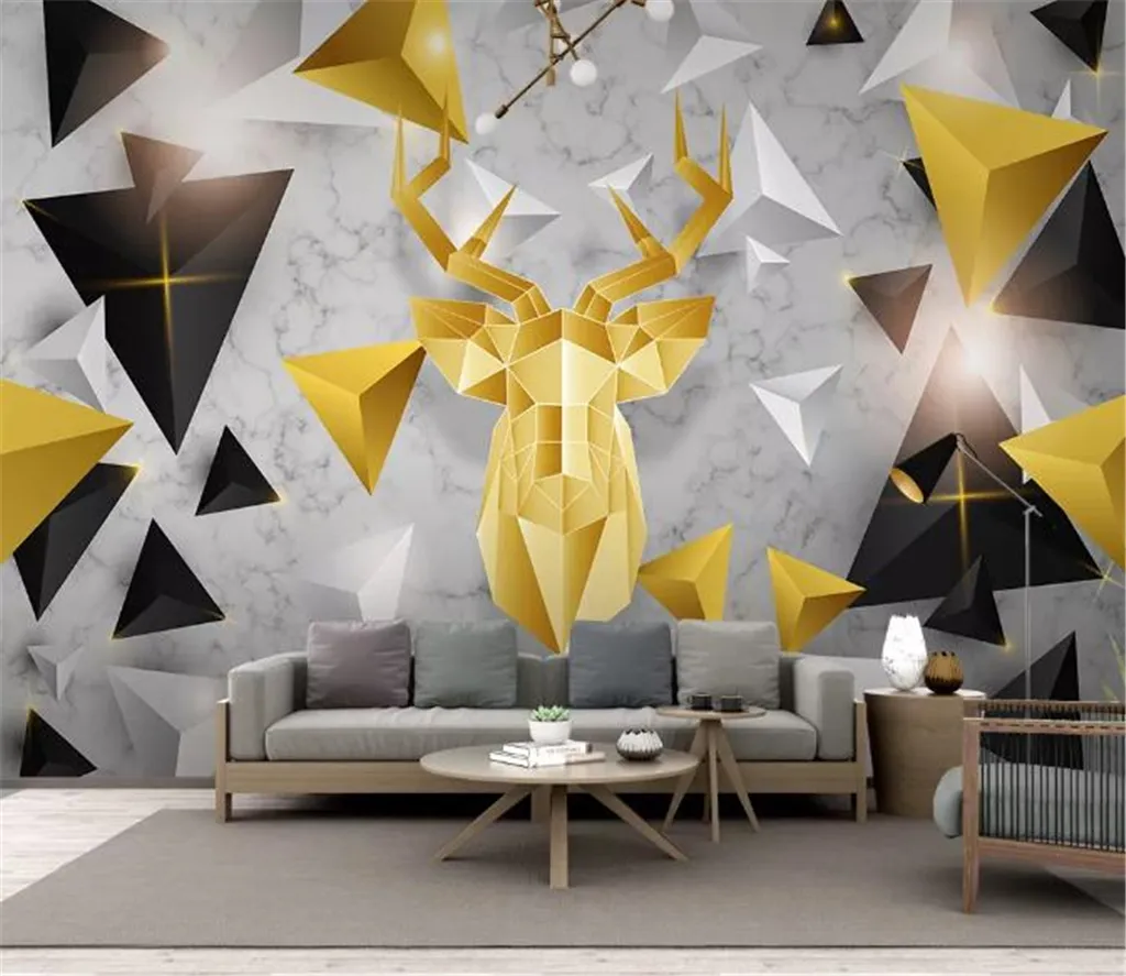 現代のミニマリスト3 d 3次元多角形ステレオライト高級テレビ背景壁の装飾HDの壁紙