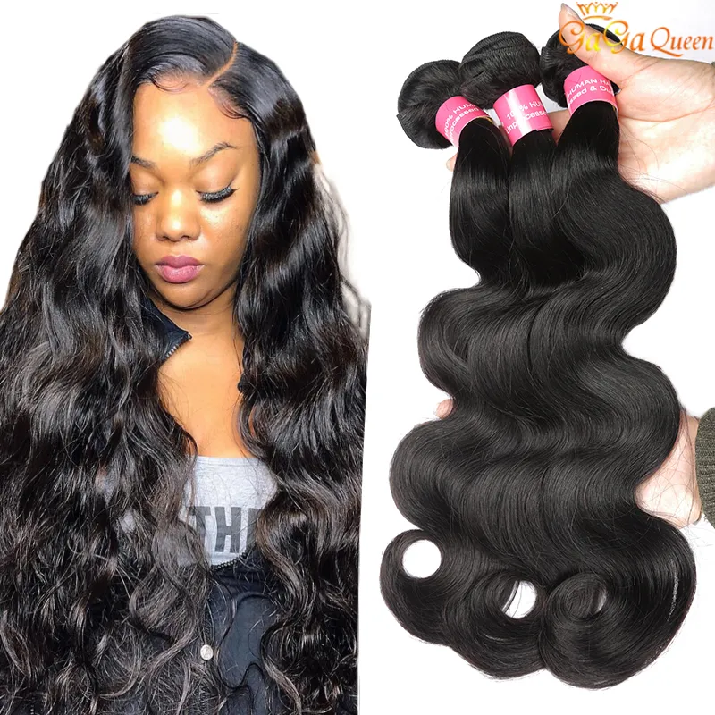 Bundles de cheveux de vague de corps brésilien Extensions de cheveux humains vierges brésiliens non transformés Cheveux brésiliens humides et ondulés