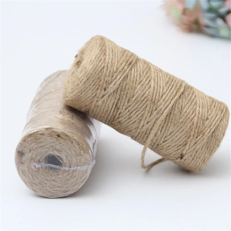 100 yards natuurlijke jute touw jute snaar hennep touw partij bruiloft cadeau wikkelkoorden draad diy scrapbooking bloemisten ambacht