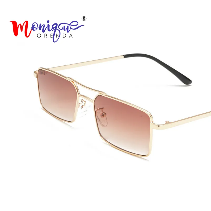 Lunettes de soleil rectangulaires Vintage pour hommes et femmes, petites lunettes de soleil en métal, verres rouges et bleus, 2019