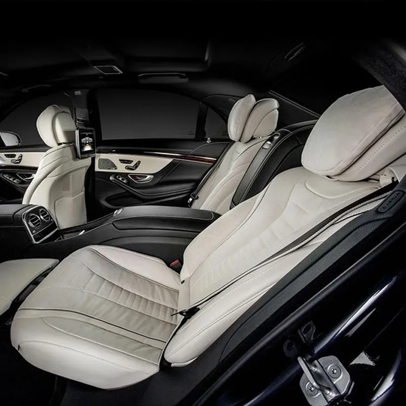 2 Pezzi Poggiatesta Auto Universali | Cuscino Cervicale Morbido Per Mercedes Maybach Classe S | Protezione Collo In Tessuto Nero