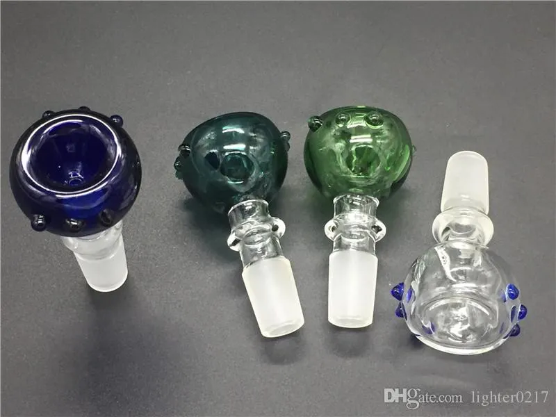 Glass Bowls For Bongs With Screw Honeycomb Screen Round Green Blue Female Male 14mm 18mm Joint Smoking Accessories For Bongs Water Pipes