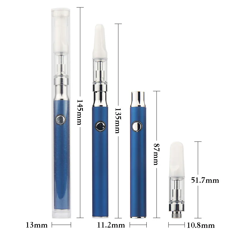 MOQ 10pcs Ön ısıtma Teslim edilebilir E Sigara Kiti Vape Kalem 0.5ml 1.0ml Sericiler Seramik İpuçları 350mAh Pil Kalın Yağ Boş Atomizer Buharlaştırıcı Kalemler