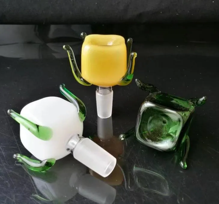 Accessoires de bongs en verre à bulles carrées à quatre griffes ﾠ, Pipes à fumer en verre colorées mini-tuyaux à main multicolores Meilleure pipe en verre à la cuillère