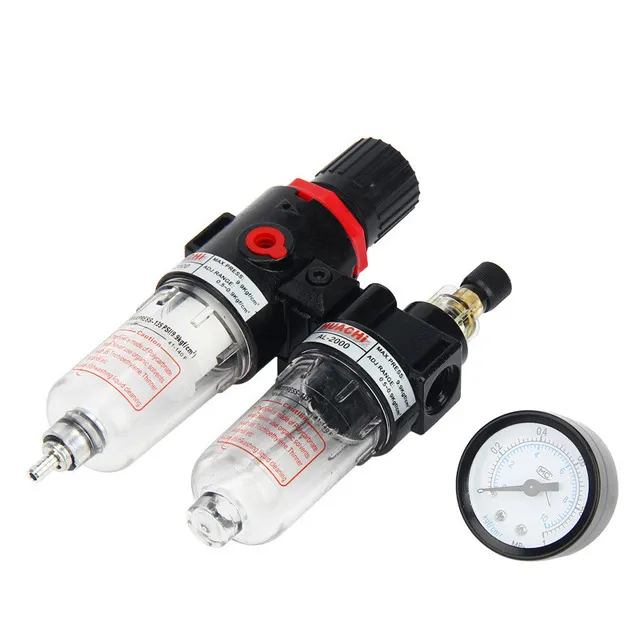 1/4'' Air Filter Regulator AFC2000 Pneumatic Tools Pressure Gauge Switch Compressor Moisture Trap Oil Water Separator