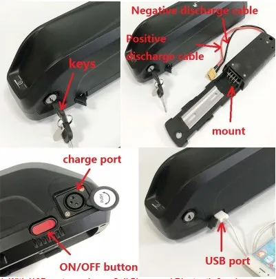 High Power E-Bike Battery 48V 16AH Dolphin Type Battery with Charger and USB Interface Ebike Conversion Kit Battery 48V 16AH